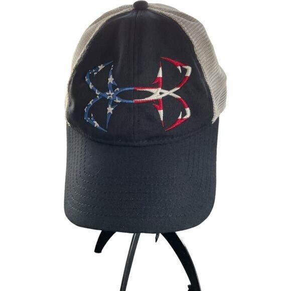 Under Armour Trucker Hat Black & Beige Mesh Snapback OSFA - Picture 1 of 7